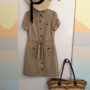 Izod Khaki Microfiber Safari Dress